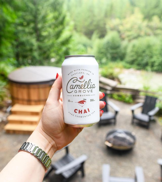 Want to find our seasonal Chai Kombucha? Swing by Market of Choice where you can snag it and our other flavors on sale all month long! 🫶✨⠀
⠀
(Also, this dreamy cabin is almost ready to be booked for your cozy getaways! We can’t wait to come back! 🤩🧡)⠀
⠀
#CamelliaGroveKombucha #TravelPortland #SeasonalSips #CabinDreaming #PNW #TeaLover #TeaKombucha